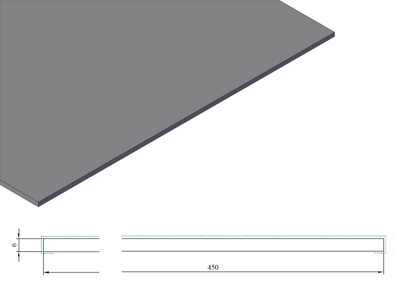 KDP 205 Platstuk 6x450 mm KDP 205 Platstuk 6x450 mm