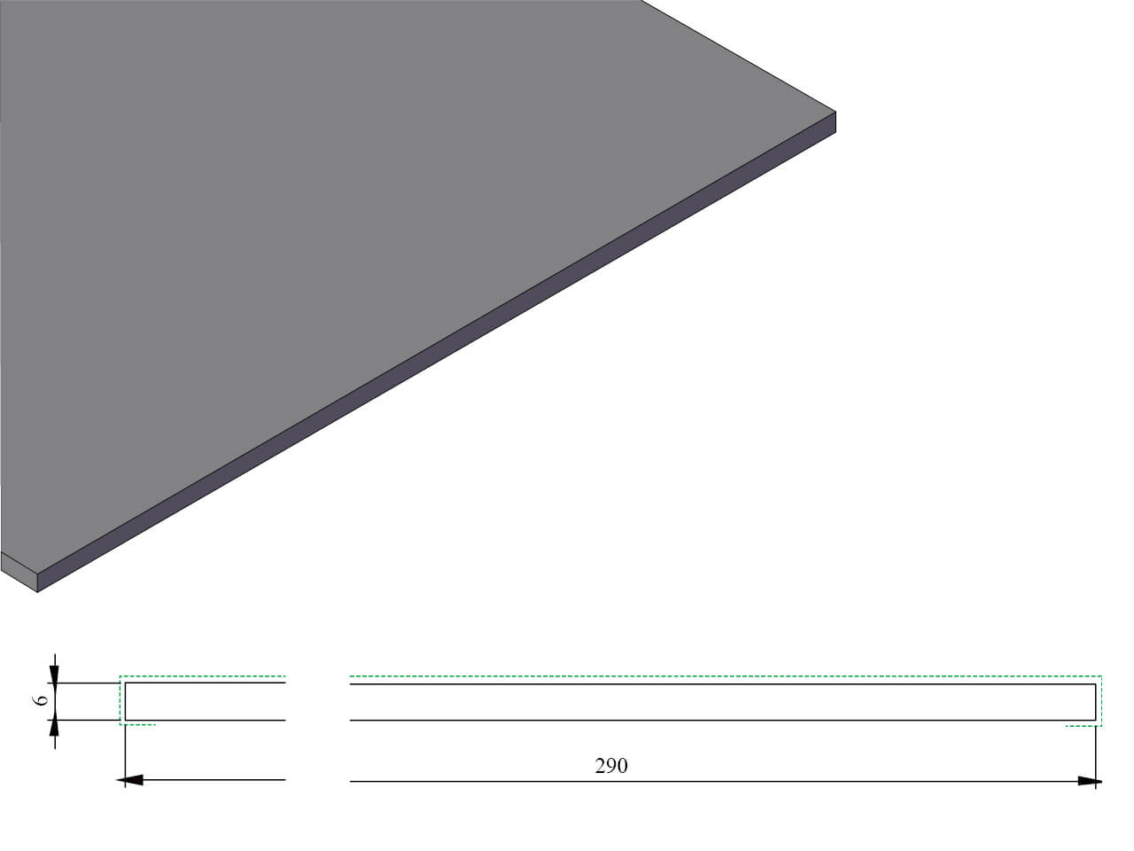 KDP 204 Platstuk 6x290 mm KDP 204 Platstuk 6x290 mm