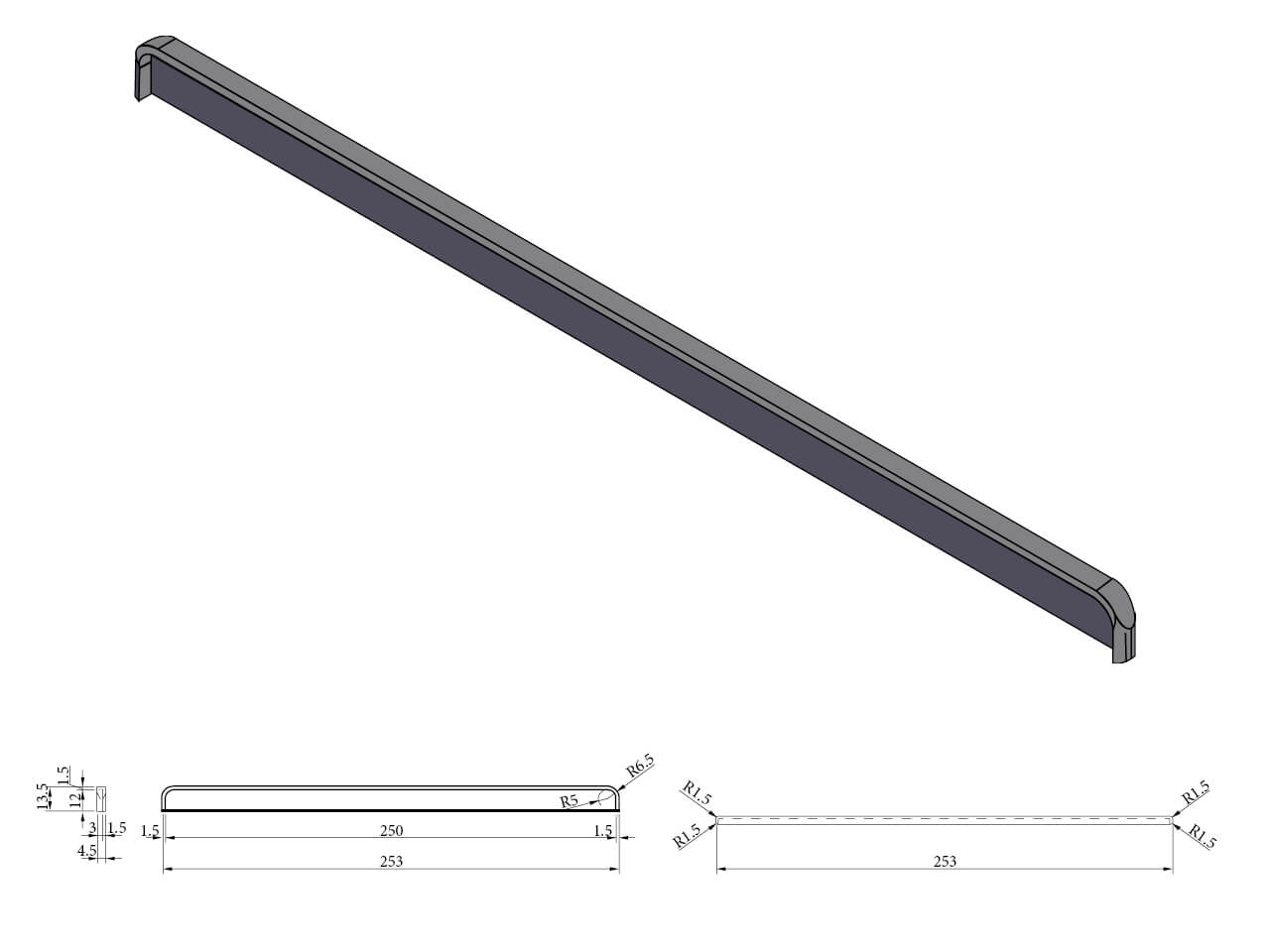 TBH 010 Plint Kopafwerking 12x250 mm (T.B.V. Diverse plinthoogten) TBH 010 Plint Kopafwerking 12x250 mm (T.B.V. Diverse plinthoogten)